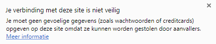 Chrome 62 waarschuwingstekst